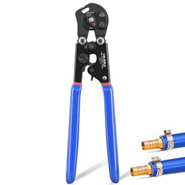 OURU 2 IN 1 Ratchet Pex Crimping Tool Pliers Cinch and Remove Combo Function Professional Pex Crimper Long Handle Pex Pinch Tool Pex Pipe Crimp Tool for 3/8" to 1" Stainless Steel Clamps