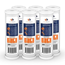 Aquaboon 5 Micron 10 x 2.5 Carbon Block Water Filter Cartridge CTO Whole House Water Filter Replacement Compatible with WHKF-WHWC, FXWTC, 6-PACK