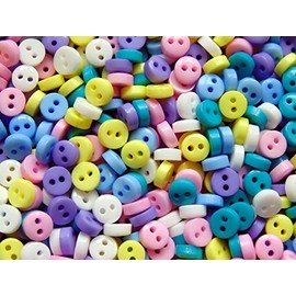 50 x 6mm Mini Buttons (Pastel Mix)