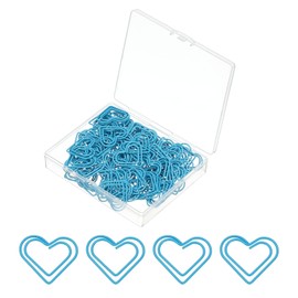 PATIKIL 100pcs Paper Clip, Heart Style Paper Clip Small Cute Rust-Proof Metal Strong Durable Bulk for Office Home, 23mm, Blue
