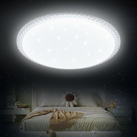 NUODIFAN Ceiling Light LED Ceiling Light 20 W Bedroom Starry Sky 6500 K Bathroom Ceiling Lighting IP65 Waterproof Bathroom Lamp Round for Bathroom Kitchen Children's Room Hallway - Diameter 27 cm