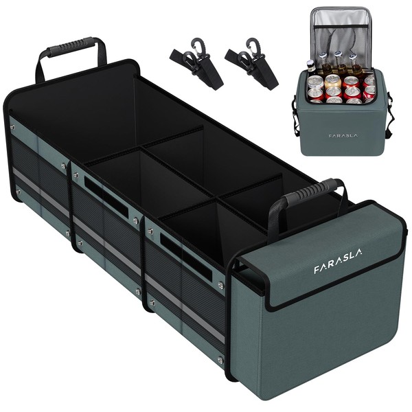 Farasla Waterproof Trunk Organizer with Insulated Leakproof Cooler Bag, Foldable