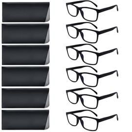SIGVAN 6 Pack Reading Glasses for Women Men Blue Light Blocking,Spring Hinge Anti Eyestrain/Glare Computer Readers (6 Black, 4.0)