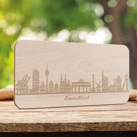 Breakfast Board Germany with Skyline Engraving – Bread Board & Gift for Germany City Lovers & Fans – Also Ideal as a Souvenir