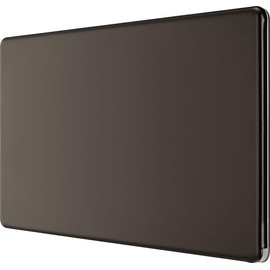 BG Electrical Double Blank Plate, Unused Electrical Connection Cover, Screwless Front Plate, Premium Flatplate, Black Nickel, FBN95