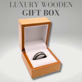 Willis Judd Mens Titanium Ring Engraved I Love You In Wooden Gift Box 7mm Wedding Band Ring for Men Engagement Ring Comfort Fit Size N