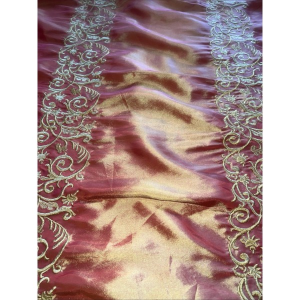SAMPLE FAUX SILK EMBROIDERED 58” DRAPERY UPHOLSTERY