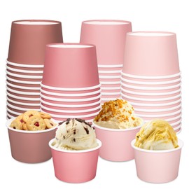JarThenaAMCS 48 Packs Dusty Rose Pink Snack Cups Gradient Solid Colored Disposable Bowls 9oz Dessert Food Treat Paper Bowls for Wedding Baby Shower Party Supplies, 4 Colors