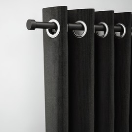 ROTHLEY Curtain Rods for Windows 48 to 84 Inch Black Curtain Rod 1 Inch Diameter Decorative Curtain Rod Adjustable Drapery Rod Heavy Duty Window Poles for Curtains With Klick Fit Brackets-Stud Finial