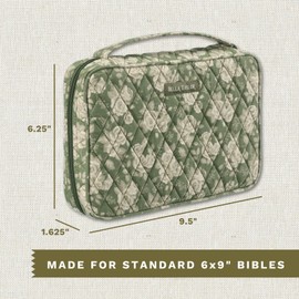 Bella Taylor Small Bible Cover for Women - Quilted Cotton Bible Case for 6 x 9 inch Books - Heirloom Rose