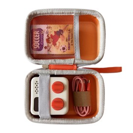 Hard Travel Case for Yoto Mini Player with Pouch Hold up to 20 Yoto Cards Boys Girls EVA Hard-Shell Carrier Kids Protective Storage Holder, Orange and Grey(Case Only)