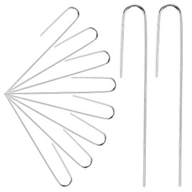 100Pcs Irrigation Drip Tubing Landscape Pins J Shape Garden Stakes 5 Inch Landscaping Staples Lawn Pins for Drip Tubing (Hold Drip Tubing Up to 1/2" Diameter)