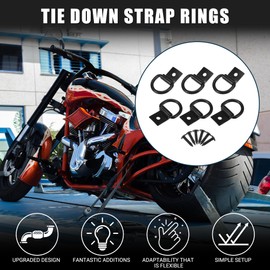 TUCKBOLD Car D-Ring Mounting Strap Rings 1/4 Inch Multi-Purpose Anchor Hook Black with Screws Pack of 6