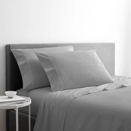 Velgero 1000TC 2PC Pillow Case 100% Egyptian Coton Super Soft Pillow Cover Pack of 2 (White-1, Queen Size 20X30) (Silver Grey, 20'X30' Standard/Queen)