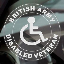 1 x Sticker Disabled Army Veteran Not All Disabilities are Visible Sign Military Car Window Disability White on Clear Round 100mm D65 (Inside Window to Face Outwards *Not for Tinted Windows*)