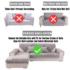 TEWENE Couch Cover, Sofa Cover Couch Covers Sectional Couch Covers Washable Sofa Slipcover for Dogs Cats Pet Love Seat Recliner Light Grey 28''x59''(Only 1 Piece/Not All Set)