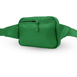 Bomvabe 2L Everywhere Belt Bag for Women Men, Large Fanny Pack with Adjustable Strap 55", Waist Bag with Multiple Pockets, Crossbody Bag Water-resistant for Travel Gym Sports Running Hiking, Green