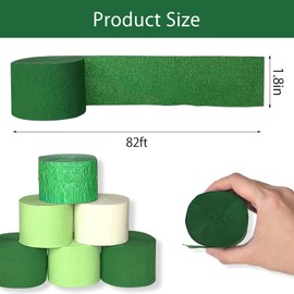 8 Rolls Wedding Party Decorations,Green Party Streamers 4 Pastel Colors DIY Supplies for Birthday,Anniversary, Party Backdrop,Wedding Decorations,82 Ft Long (Light Green,Green,Dark Green,White)