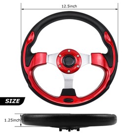 QYMOPAY Golf Cart Steering Wheel, Skid Steering Wheel, Universal Golf Cart for Club Car EZGO RXV and TXT, Yamaha, Precedent Tempo, DS