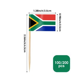 AhfuLife Pack of 100/200 Cocktail Stick Flags, Toothpick Flag for Sandwich Food Cupcake Toppers Cocktail Fruit Tableware Party Supplies (200 Pieces, South African Toothpick Flag)