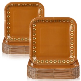 Yungyan 100 Pcs Platos De Barro Mexicanos Square Paper Plates Cielito Lindo Party Decoration Mexican Dinnerware Terracotta Flower Clay Pottery Plates Birthday Wedding 7 Inch, 9 Inch(Green Flowers)