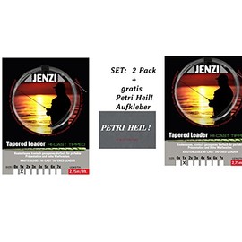 Set: 2 Pack Knotless Tapered Leader 1x/0.28/0.57 + Free Petri Heil. [German Language