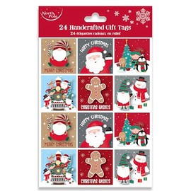 Eurowrap Christmas Handcrafted Gift Tags Xmas - Pack of 24-6 Assorted Designs - Cute Christmas Designs - Gift Tags for Children - Gift Wrap for Christmas - Christmas Wrap