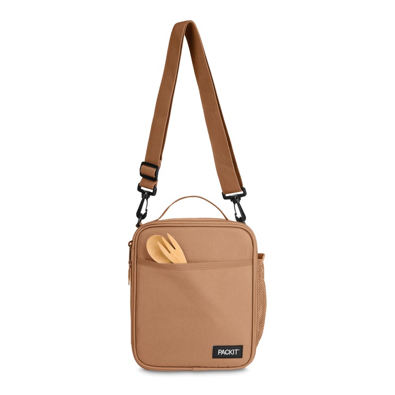 PackIt® Freezable Crossbody Lunch Box, Almond, Built with ECOFREEZE® Technology,