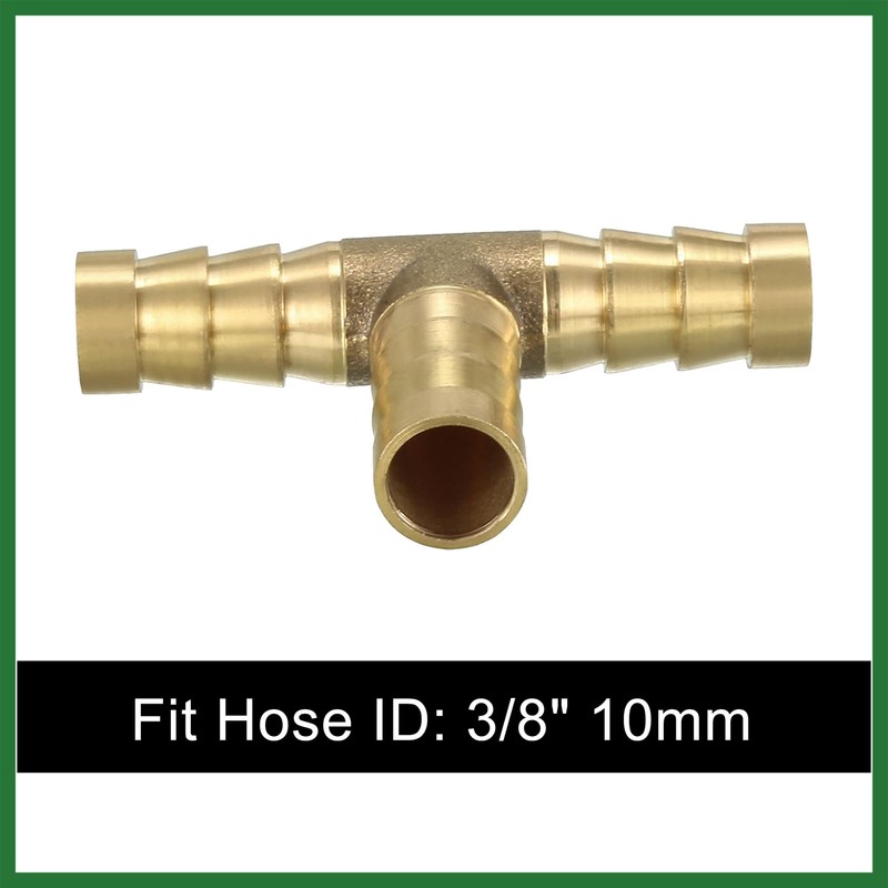 Motoforti 3/8" 10mm Brass Barb Hose Fitting Tee T 3