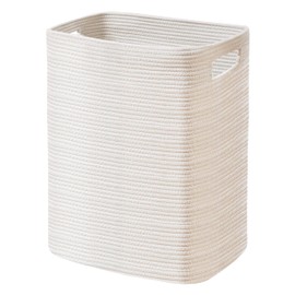 MEGASKET Large Laundry Hamper 16"x13"x22" - Tall Woven Laundry Basket, Cotton Rope Dirty Clothes Hamper, Baby Kids Nursery Wicker Laundry Basket, Bedroom Aesthetic, Soft Laundry Bin, White Hamper, 75L