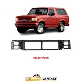 Vantage Auto Parts - Front Header Panel Compatible with Ford F-150, F-250, F-350 & Bronco 1992-1996 | Plastic | ‎F6TZ8A284AC | FO1220113
