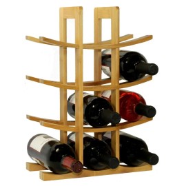 Bamboo Wine Rack 12 Bottle Natural Wood Modern Design Home Storage SolutionSKU: WR1149
