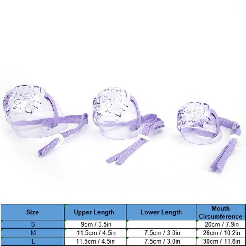 3pcs Cat Dog Muzzle AntiBite Cat Mouth Cover Breathable Transparent