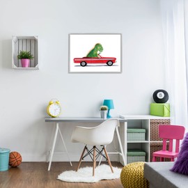 Stupell Industries Dinosaur Monster Sports Car Giclee Framed Wall Art, Design by Rachel Nieman