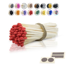4" Inch Long Wooden Refill Matchsticks with Strike Stickers - Safety Matches Wholesale Bulk Loose by Chandler Studio (50 Pieces, Red)