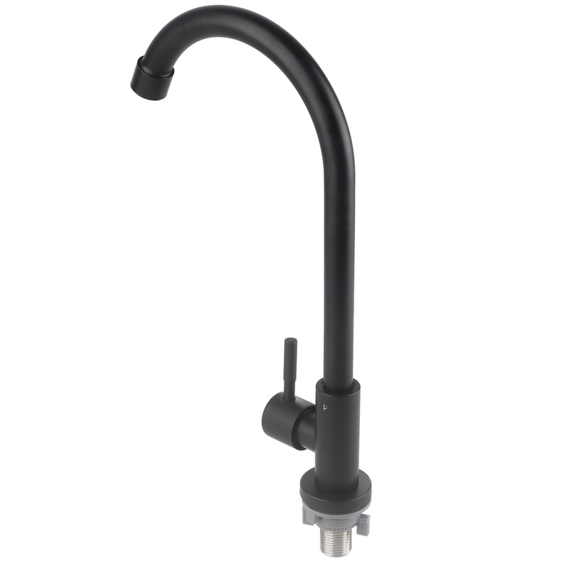G1/2 Faucet 90 Degree Rotating Single Cold Matte Black Water