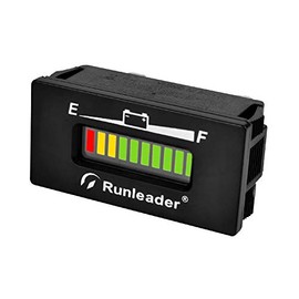 Runleader 12V to 48V LED Battery Fuel Gauge Meter,Battery Capacity Meter for Club Car Forklift Scrubber Machine Travel Trailer Go-Kart and Floor Care Equipment(RL-BI029-12/24V)