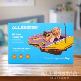 Allessimo - Solar 3D Solar Puzzle - Cement Truck Model Kit (64pcs), Energy Powered DIY Assembly - Adults Kids, Ages 6+