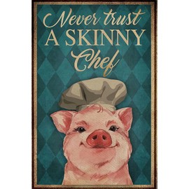 Cute Pig Metal Tin Sign A Skinny Ranch Retro Poster Garage Kitchen Wall Plaque Home Decor Farm Club Poster Painting 8x12 inch
