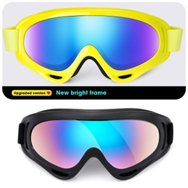 Braylin 2-Pack Snow Ski Goggles, Snowboard Goggles for Men, Women, Youth, Kids, Boys or Girls, Snowmobile Goggles