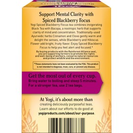 Yogi Spiced Blackberry Focus Tea, Vegan Friendly, Kosher, USDA Certified Organic, Non-GMO, 16 Tea Bags (Pack of 6)