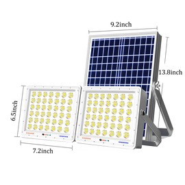 DuBom 100W-500W One for Two 6000K Solar High Bright Flood Light Outdoor Remote, IP67 Waterproof Solar Power Auto On/Off, Wide Range, Dusk to Dawn Yard, Gazebo, Shed, Barn, Porch, Patio, Garage (100W)