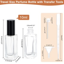 Beomeen 10ML Perfume Travel Refillable Spray Bottles 5Pcs Set, Mini Clear Glass Perfume Bottle Empty, Portable Cologne Dispenser Atomizer Sprayer, Square Shaped Travel Size Refill Bottles Kit