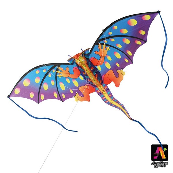 AmaZing Kites 3D Nylon Orange Dragon Kite with 78" Wingspan (6 ft 6 in)