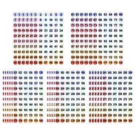 6 Set Number Stickers 1-300 Dot Consecutive Number Labels Self-Adhesive for Organizing Nail Polish Bottle/Nail Swatch Sticks/Lipstick Without Residue Small Number Labels Stickers (Dia.10mm)