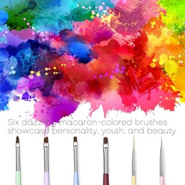 Juego de 7 pinceles para arte de uñas, juego de pinceles de pintura para diseño de uñas con cepillo de esmalte de uñas, cepillo de delineador de uñas,