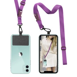 ROCONTRIP Phone Lanyard 1X Crossbody lanyard and 2X Patch Universal Cell Phone Strap Adjustable Neck Strap for Women Travel Shopping Walking(Purple)