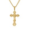 Angelus de Leon 14K Gold Style Curb Chain Cross Pendant