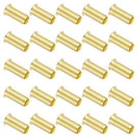 PATIKIL Brass Compression Insert, 25 Pcs 8mm OD x 6mm ID Tube Insert Tube Support Compression Fitting Assortment Kit for Water Oil Air Pipe