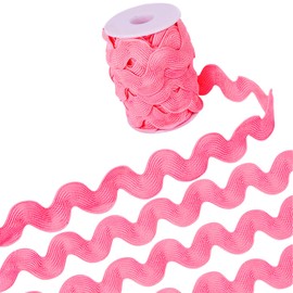 GORGECRAFT 10 Yards x 20-34mm Rick Rack Trim Bright Pink RIC Rac Ribbon Zig Zag Trim Wave Bending Fringe Trim Woven Braided Fabric Lace for DIY Sewing Crafts Wedding Clothes Gift Wrapping
